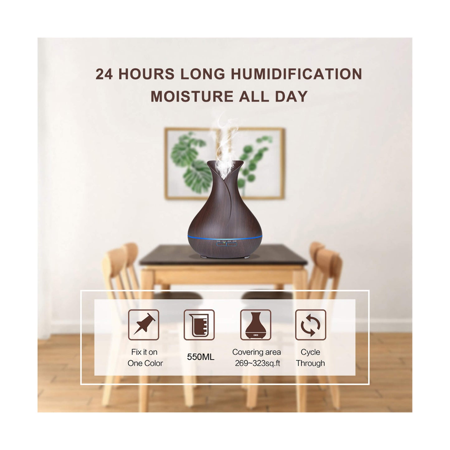 Elektronische aroma diffuser met led-lichteffecten.